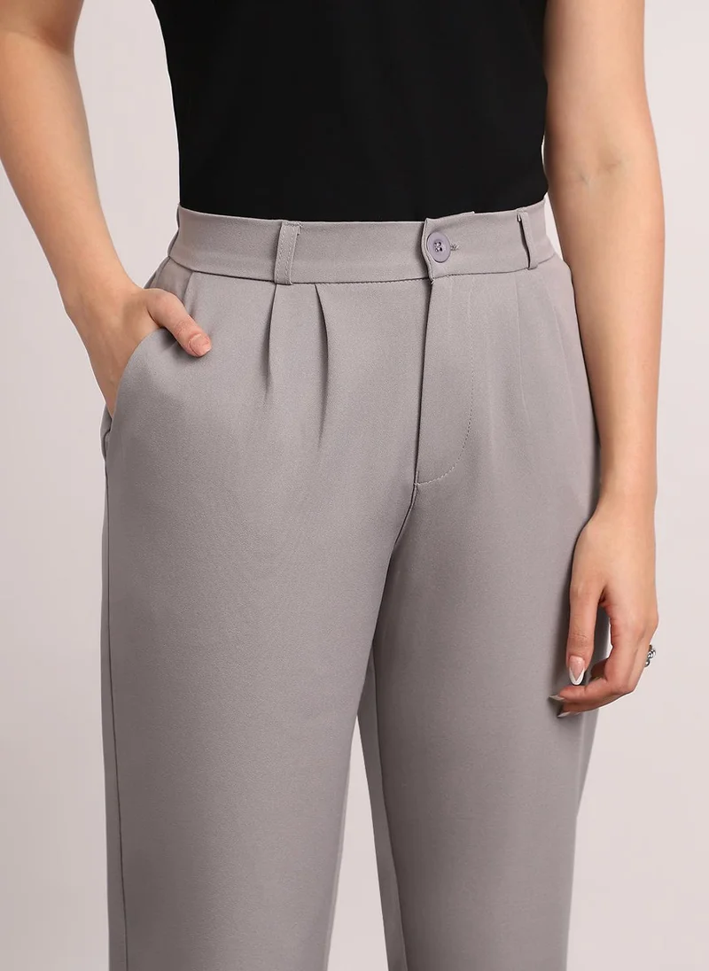 Urbano Fashion  Urbano Fashion Women's Grey Loose Baggy Fit Solid Korean Pants Stretchable for Women | Best Price UAE